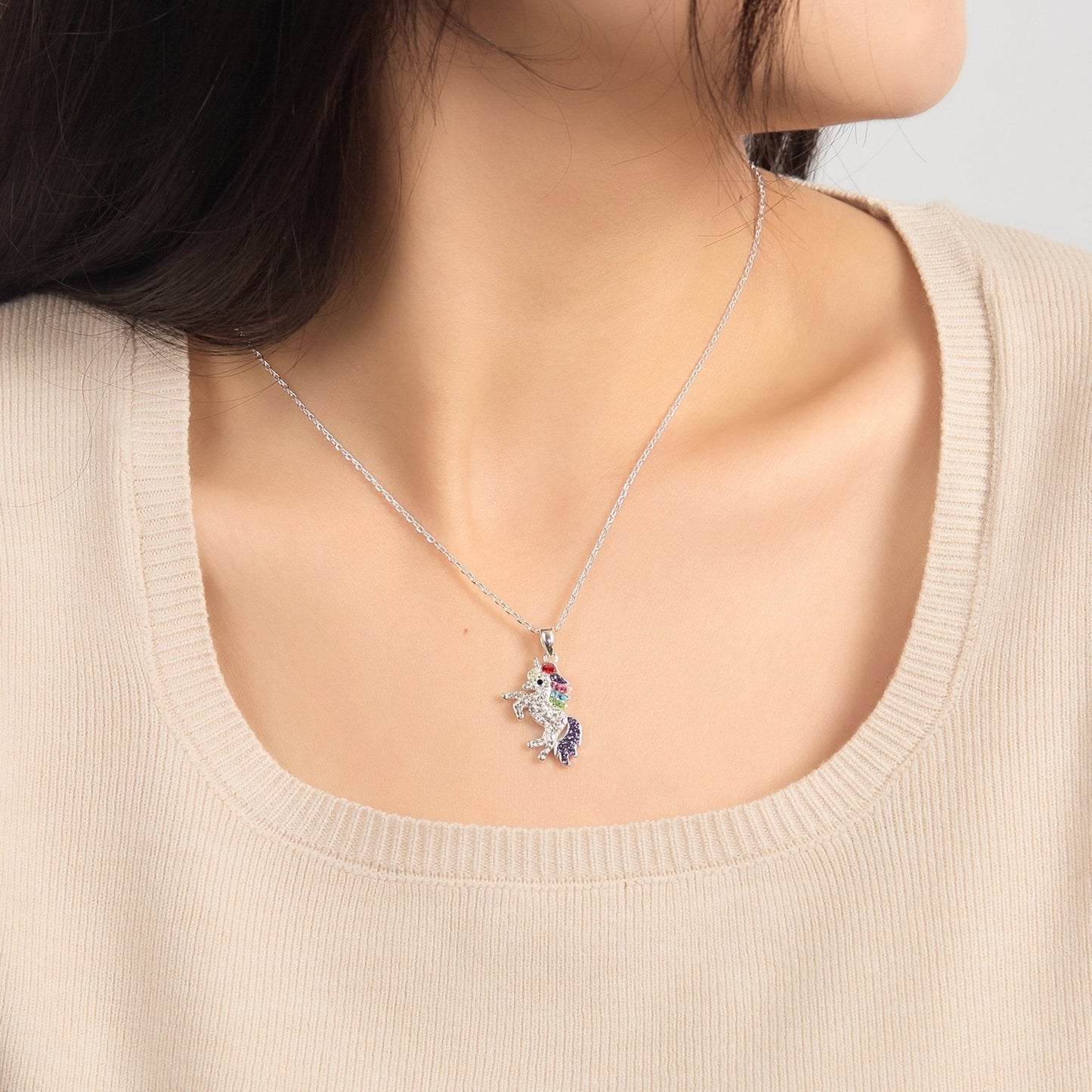 Unicorn Necklace with Zircondia® Crystals