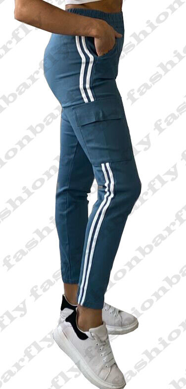 Ladies Combat Cargo Trouser Stretch Elasticated Waist Cotton Blend Cargo Pant