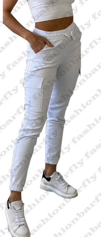 Ladies Combat Cargo Trouser Stretch Elasticated Waist Cotton Blend Cargo Pant