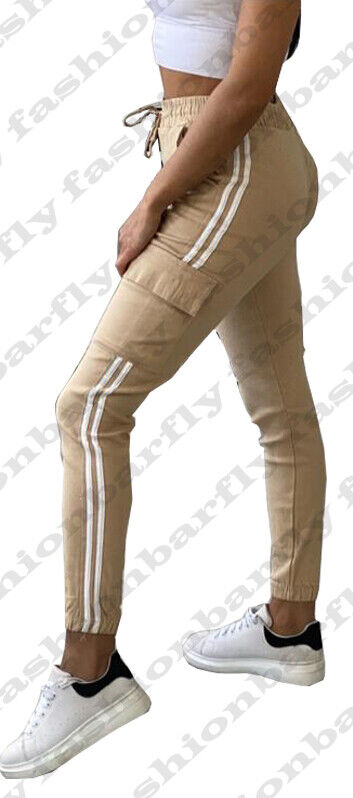 Ladies Combat Cargo Trouser Stretch Elasticated Waist Cotton Blend Cargo Pant