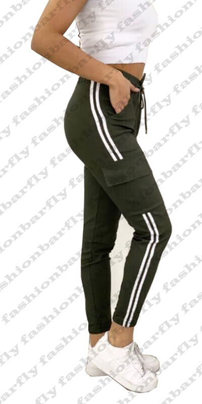 Ladies Combat Cargo Trouser Stretch Elasticated Waist Cotton Blend Cargo Pant