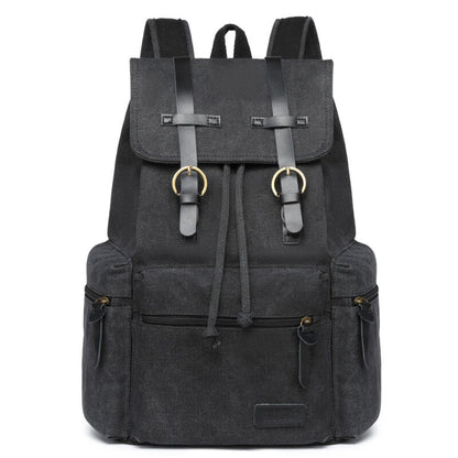 Sac à dos en toile et cuir véritable unisexe, grand sac à dos scolaire, sac à bandoulière