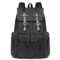 Sac à dos en toile et cuir véritable unisexe, grand sac à dos scolaire, sac à bandoulière