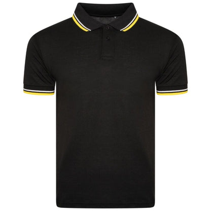Mens Short Sleeve Plain Tipping Polo Shirt T Shirt Top Casual S-2XL Pique