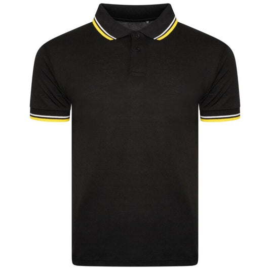 Mens Short Sleeve Plain Tipping Polo Shirt T Shirt Top Casual S-2XL Pique