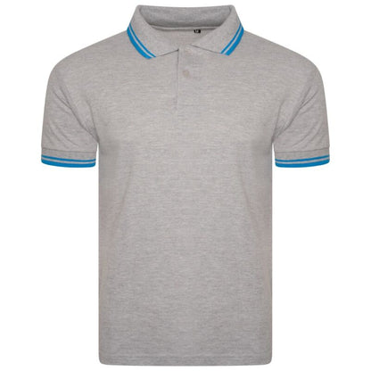 Mens Short Sleeve Plain Tipping Polo Shirt T Shirt Top Casual S-2XL Pique