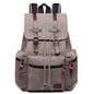 Sac à dos en toile et cuir véritable unisexe, grand sac à dos scolaire, sac à bandoulière