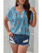 T-shirts Femme Grande Taille Manches Courtes Blouse Ample Col V Imprimée Hauts Tee