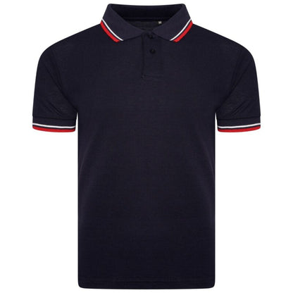 Mens Short Sleeve Plain Tipping Polo Shirt T Shirt Top Casual S-2XL Pique