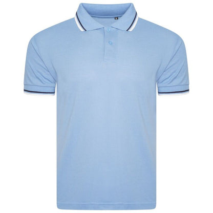 Mens Short Sleeve Plain Tipping Polo Shirt T Shirt Top Casual S-2XL Pique