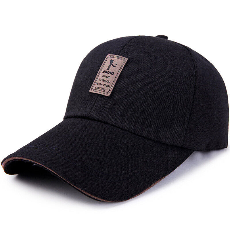 Casquettes de baseball Hommes Femmes Casquette de sport noire Chapeaux d'été décontractés réglables ~