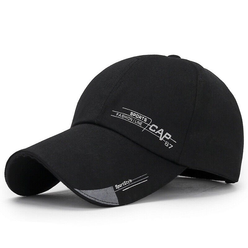 Casquettes de baseball Hommes Femmes Casquette de sport noire Chapeaux d'été décontractés réglables ~