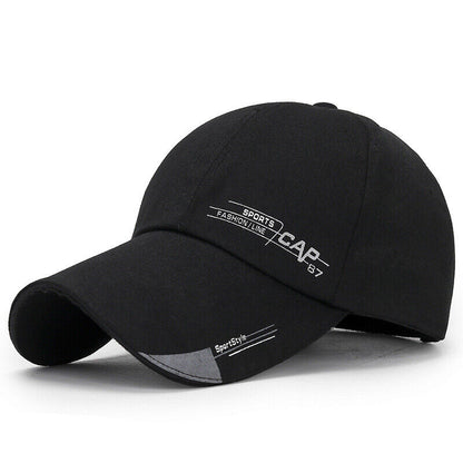 Casquettes de baseball Hommes Femmes Casquette de sport noire Chapeaux d'été décontractés réglables ~