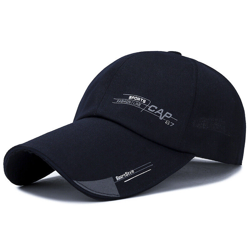 Casquettes de baseball Hommes Femmes Casquette de sport noire Chapeaux d'été décontractés réglables ~