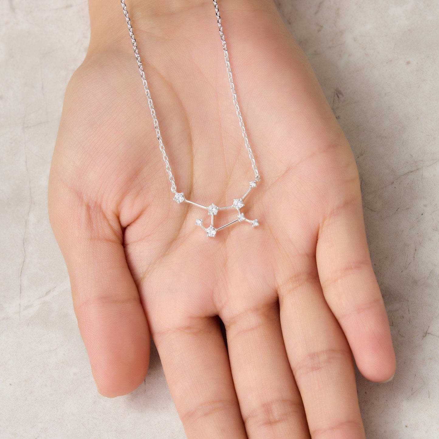 Virgo Star Sign Zodiac Constellation Necklace with Zircondia® Crystals