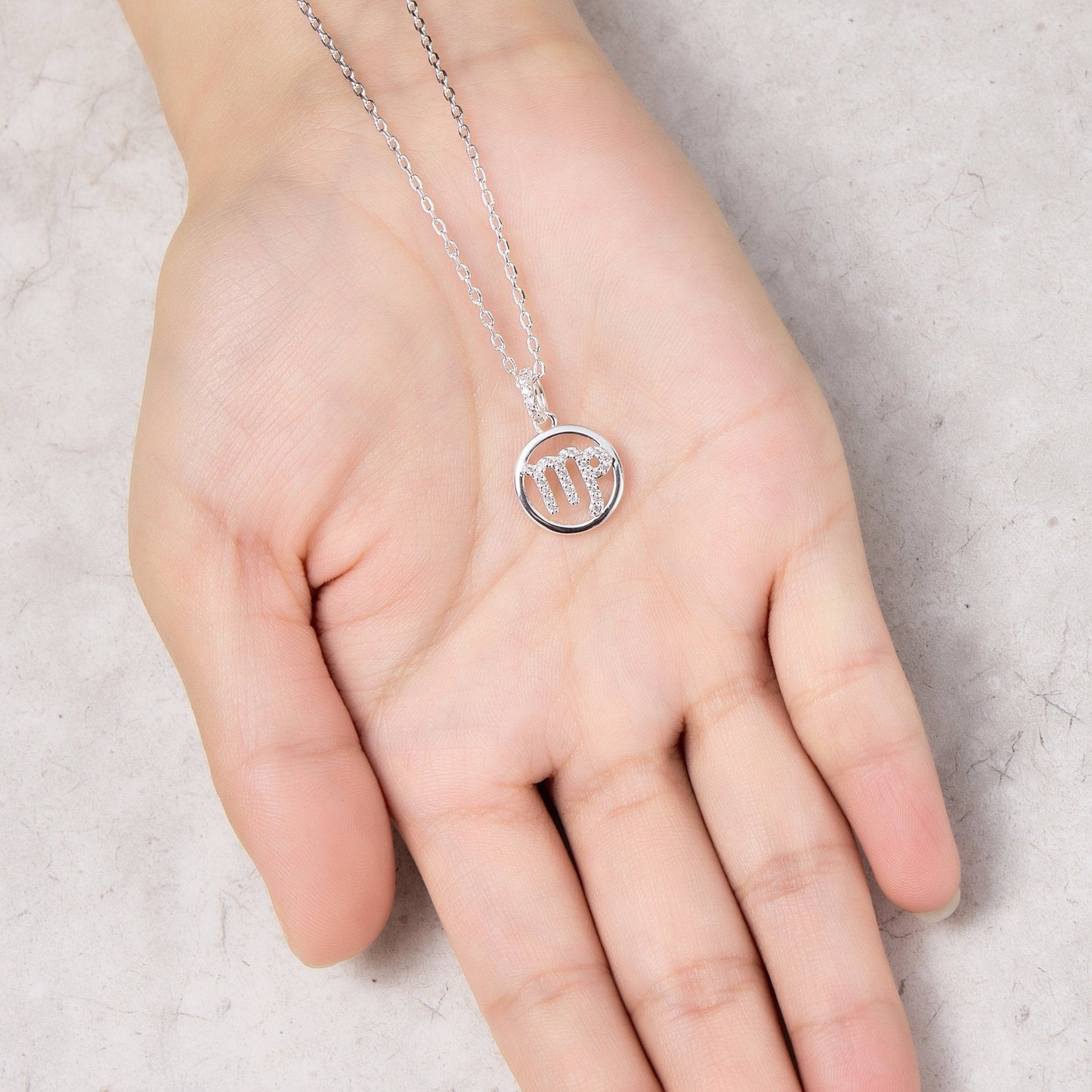Virgo Star Sign Zodiac Necklace with Zircondia® Crystals