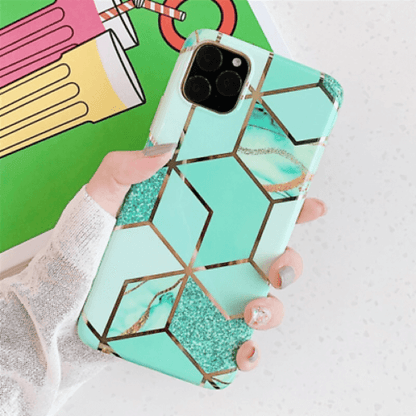 Marble Effect Soft TPU Green Case - For iPhone X / Xs