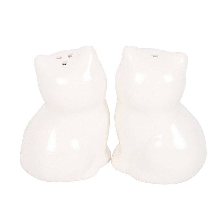 Salière et poivrière en forme de chat blanc