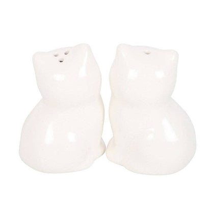 Salière et poivrière en forme de chat blanc