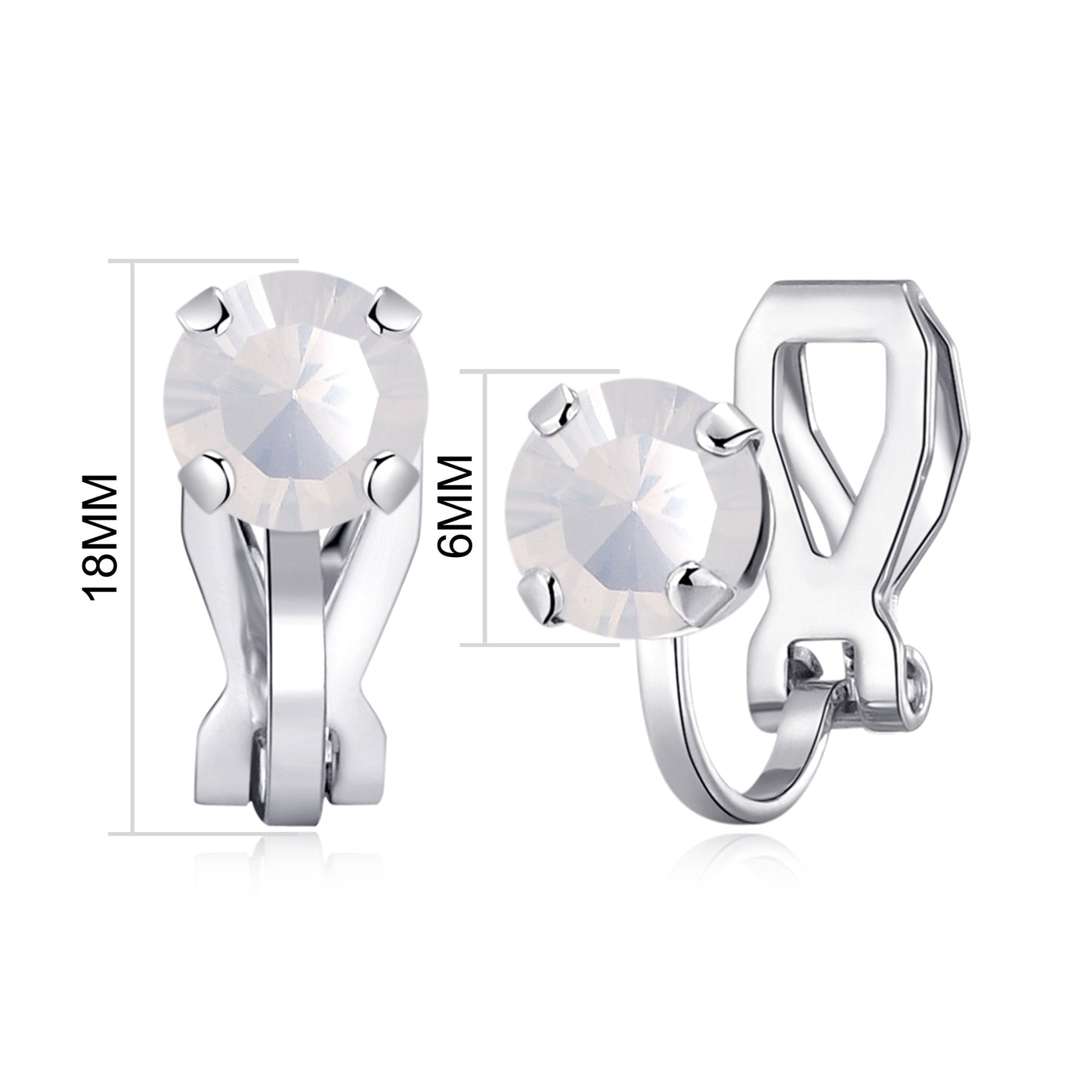 White Opal Crystal Clip On Earrings Created with Zircondia® Crystals