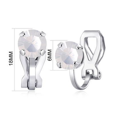 White Opal Crystal Clip On Earrings Created with Zircondia® Crystals