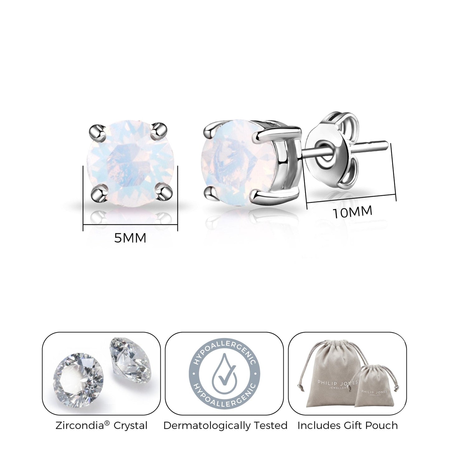 White Opal Earrings Created with Zircondia® Crystals