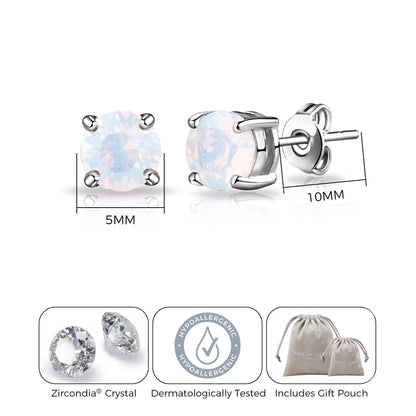White Opal Earrings Created with Zircondia® Crystals