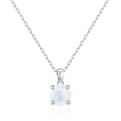 White Opal Necklace Created with Zircondia® Crystals