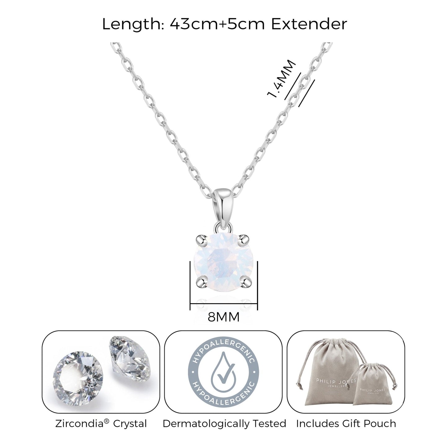 White Opal Necklace Created with Zircondia® Crystals