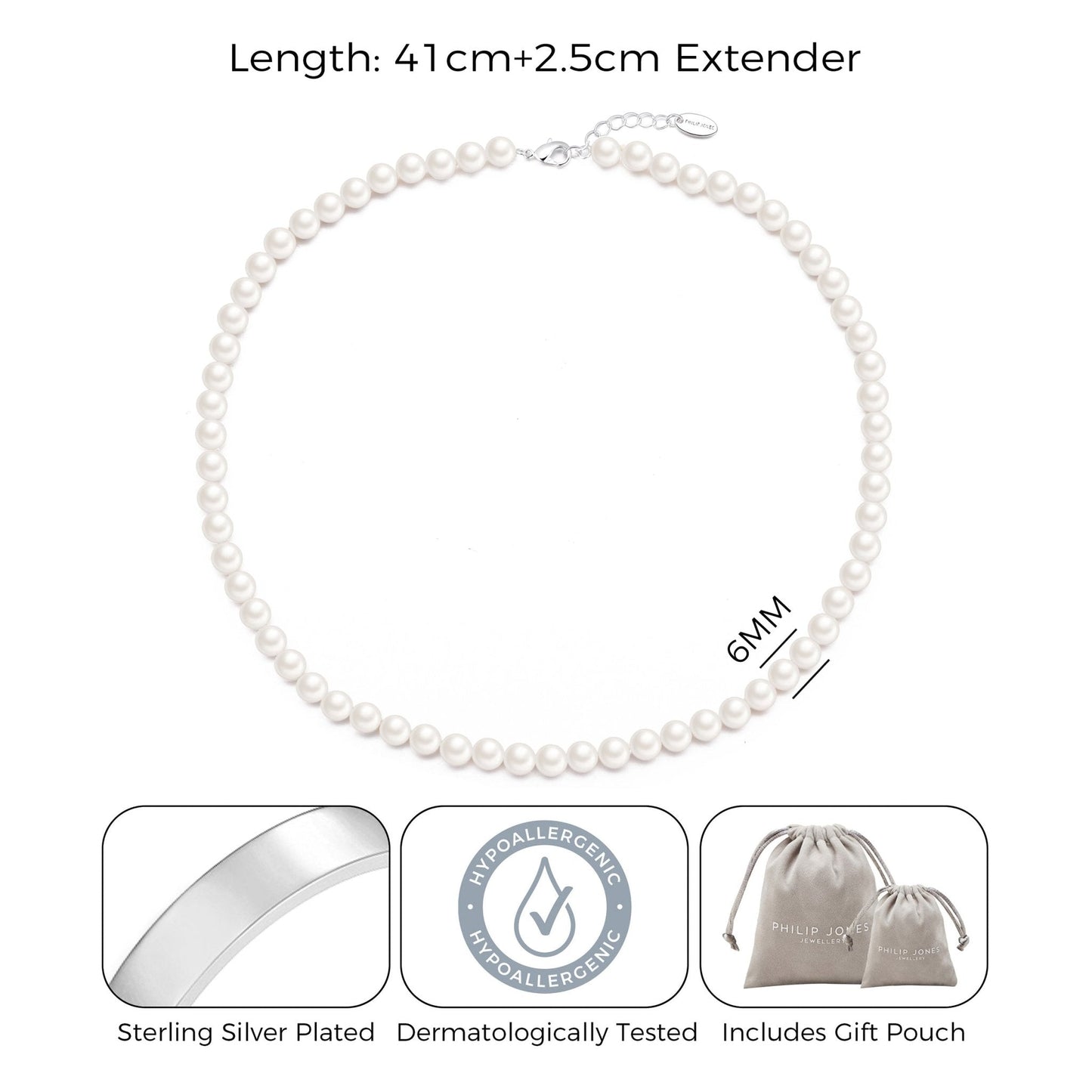 White Pearl Strand Choker Necklace