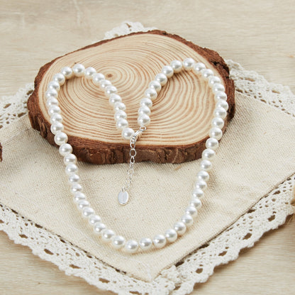 White Pearl Strand Choker Necklace