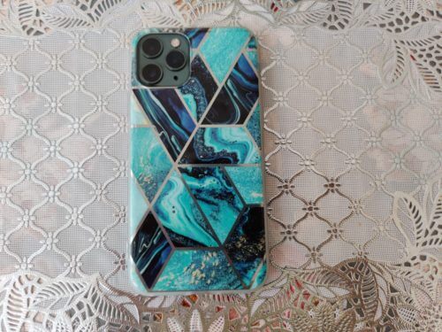 Coque TPU Géométrique Effet Marbre Bleue - Pour iPhone 11 Pro