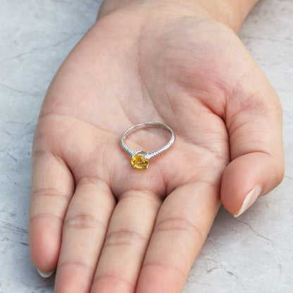 Yellow Adjustable Crystal Ring Created with Zircondia® Crystals
