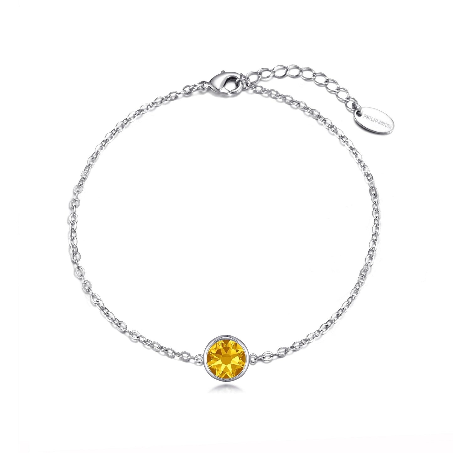November (Topaz) Birthstone Anklet Created with Zircondia® Crystals