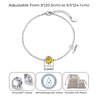 November (Topaz) Birthstone Anklet Created with Zircondia® Crystals