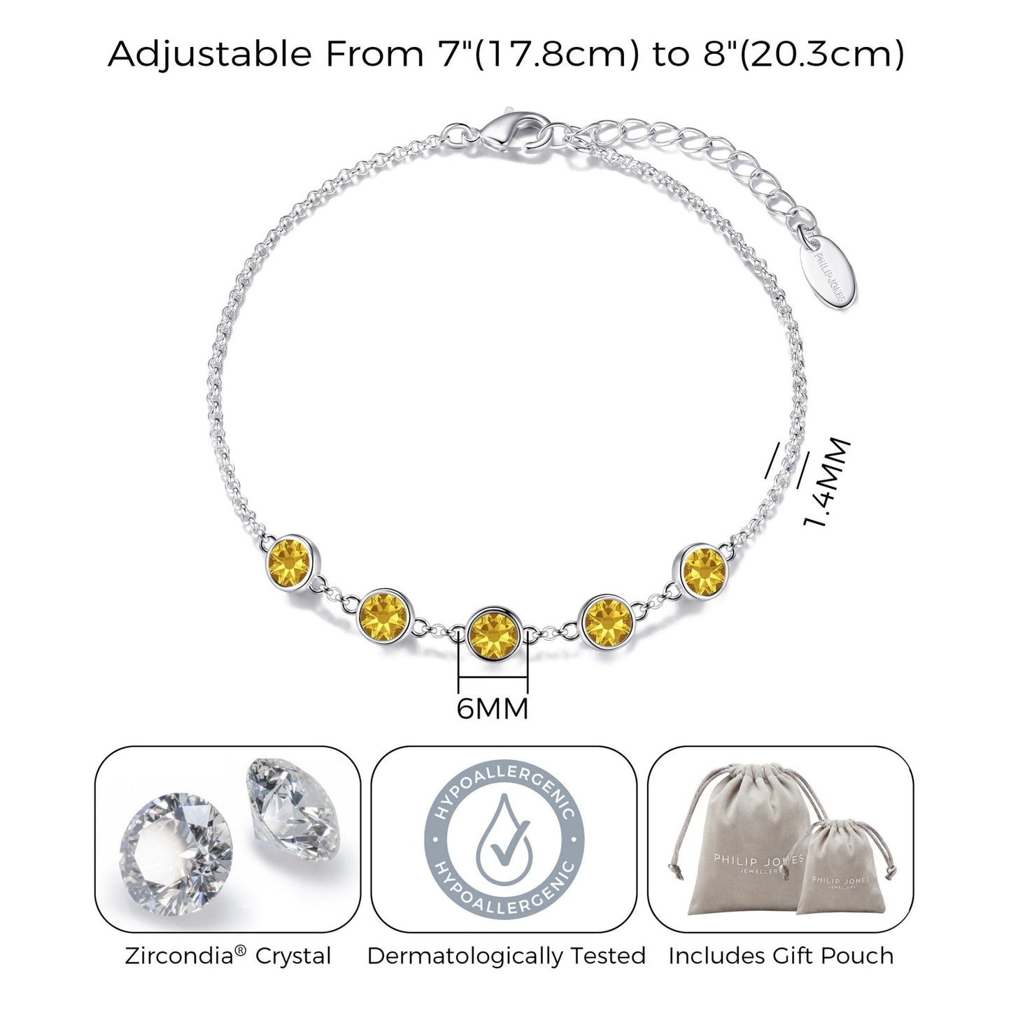 Yellow Crystal Chain Bracelet Created with Zircondia® Crystals