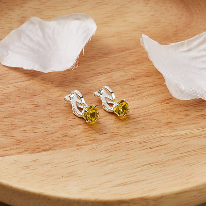 Yellow Crystal Clip On Earrings Created with Zircondia® Crystals