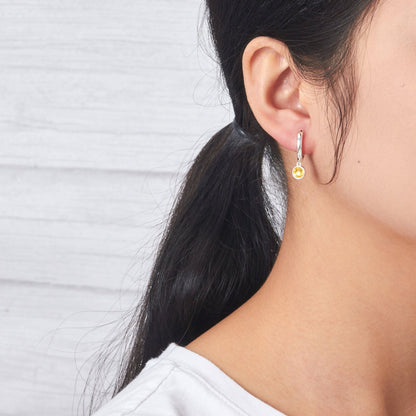 Yellow Crystal Hoop Earrings Created with Zircondia® Crystals