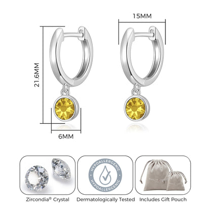 Yellow Crystal Hoop Earrings Created with Zircondia® Crystals