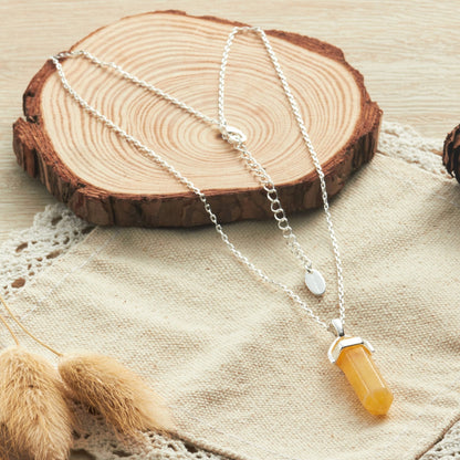 Collier en véritable quartz jaune