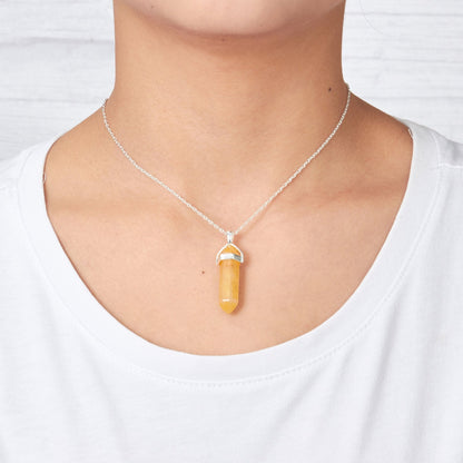 Collier en véritable quartz jaune