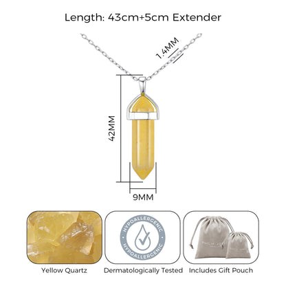 Collier en véritable quartz jaune