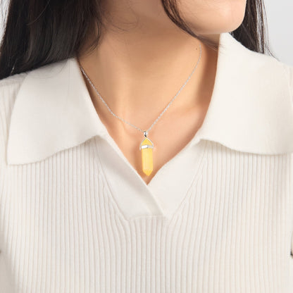 Collier en véritable quartz jaune