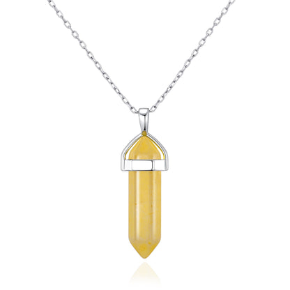 Yellow Quartz Gemstone Necklace with Quote Card