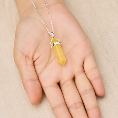 Yellow Quartz Gemstone Necklace with Quote Card