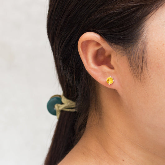 Yellow Stud Earrings Created with Zircondia® Crystals