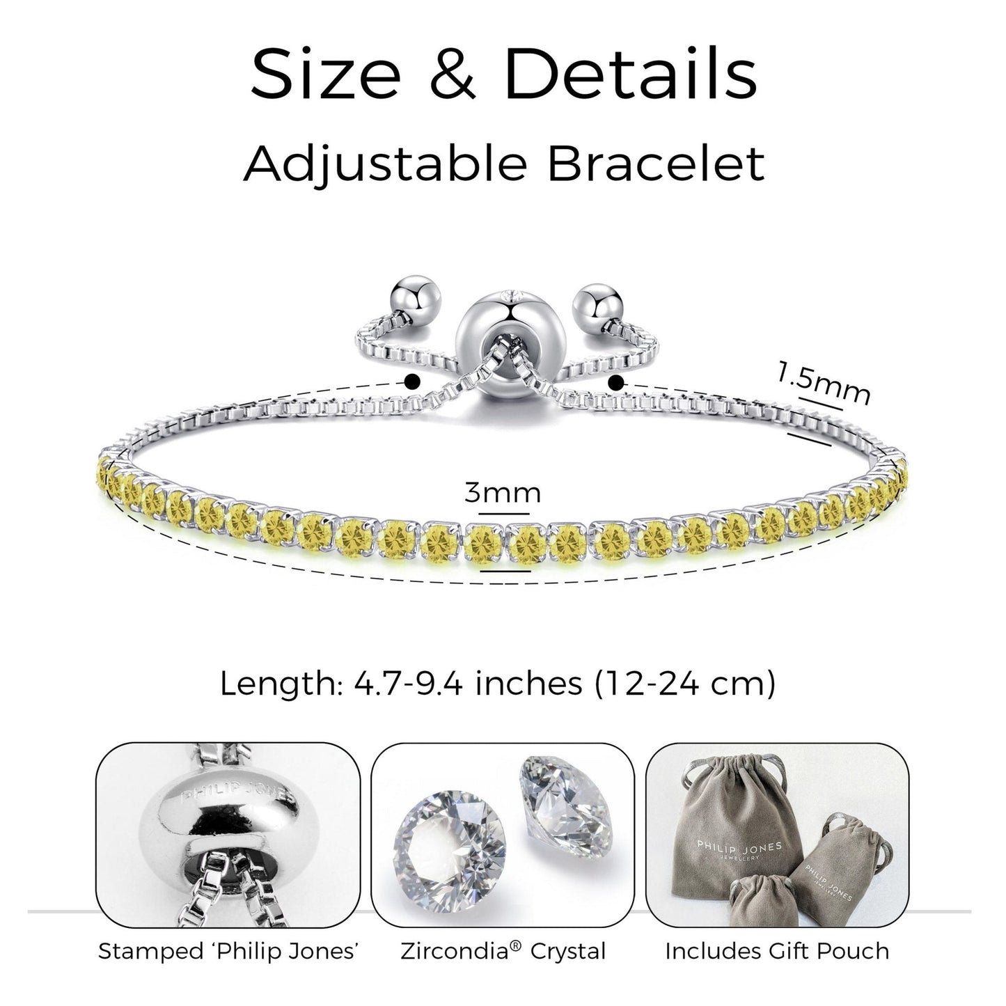 Yellow Tennis Friendship Bracelet Created with Zircondia® Crystals