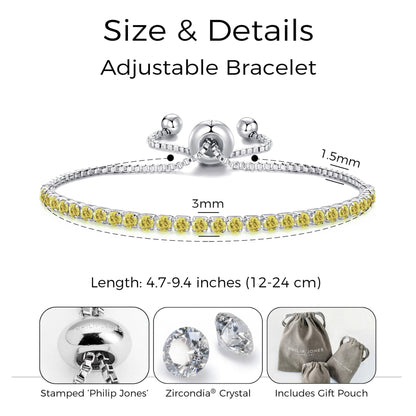 Yellow Tennis Friendship Bracelet Created with Zircondia® Crystals