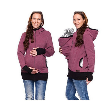 Kangaroo Maternity Hoodie with Baby Pouch