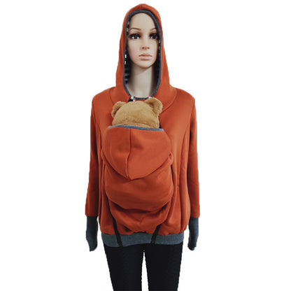 Kangaroo Maternity Hoodie with Baby Pouch